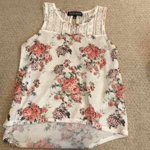 Floral and lace tank top